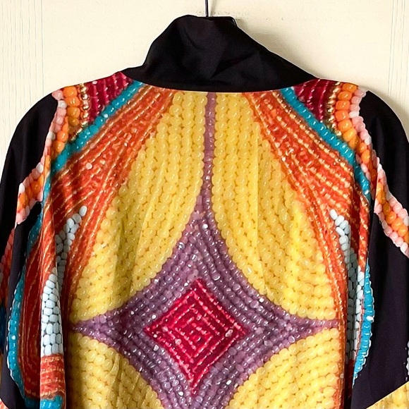 Jamie Okuma Winter Kimono Native Beadwork Print Multicolor XXL EUC - Picture 9 of 10